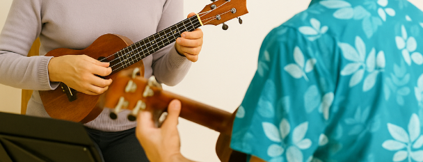 福岡・六本松でのウクレレ個人レッスンの様子